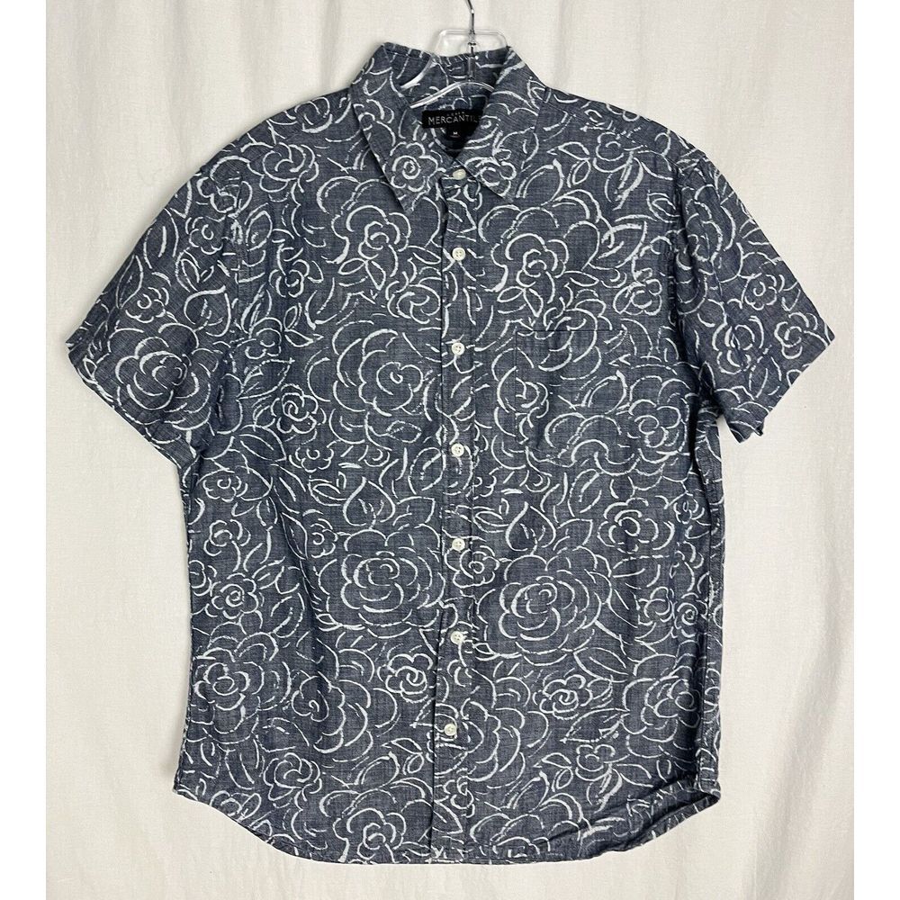 Men's Blue Floral Short Sleeve Shirt